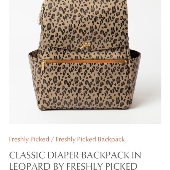 Freshly Picked Leopard Print Diaper Backpack with Gold Accents - Picture 1 of 2
